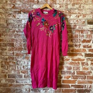 Floral Embellished Pink Dress